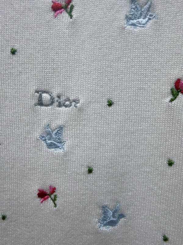 CD SS26 Cardigan Multicolor Doves Roses Ecru Motif Wool 351360