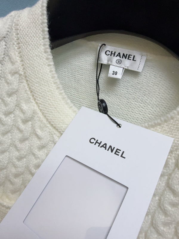 CC Cardigan sans manches en maille laine acrylique nylon écru 351388