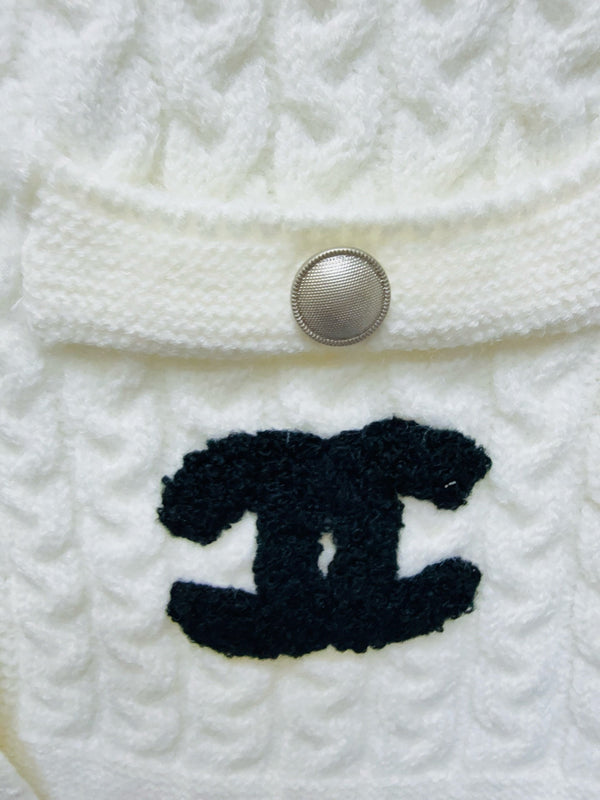 CC Cardigan sans manches en maille laine acrylique nylon écru 351388