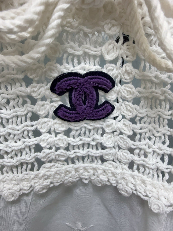 CC Mini débardeur à basque au crochet en coton nitrile blanc 351393