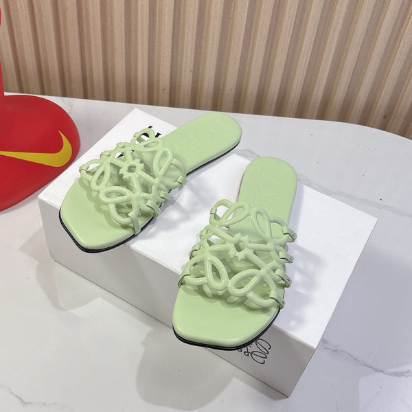 Petal Anagram Slide in Seafoam Soft Calfskin 273745