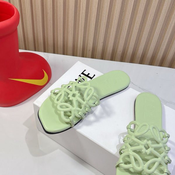 Petal Anagram Slide in Seafoam Soft Calfskin 273745