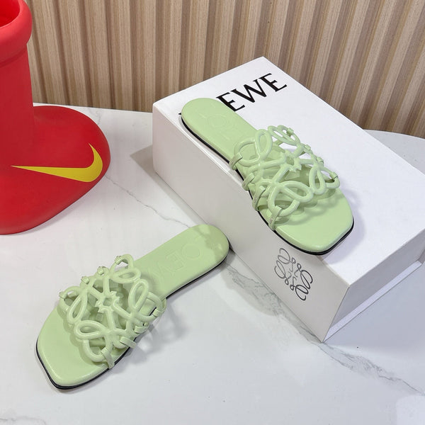 Petal Anagram Slide in Seafoam Soft Calfskin 273745