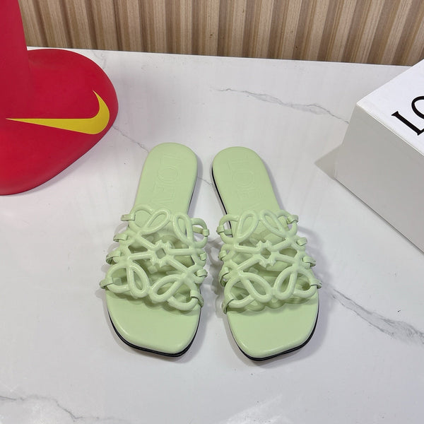 Petal Anagram Slide in Seafoam Soft Calfskin 273745