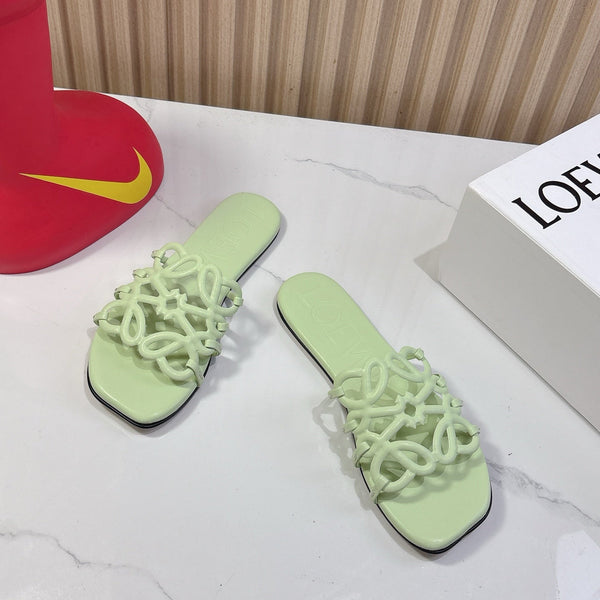 Petal Anagram Slide in Seafoam Soft Calfskin 273745