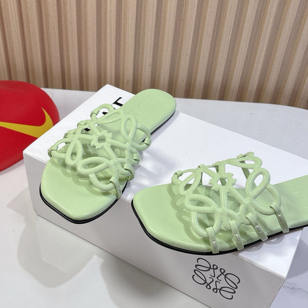 Petal Anagram Slide in Seafoam Soft Calfskin 273745