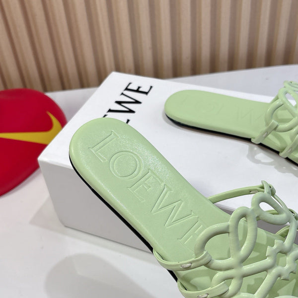 Petal Anagram Slide in Seafoam Soft Calfskin 273745