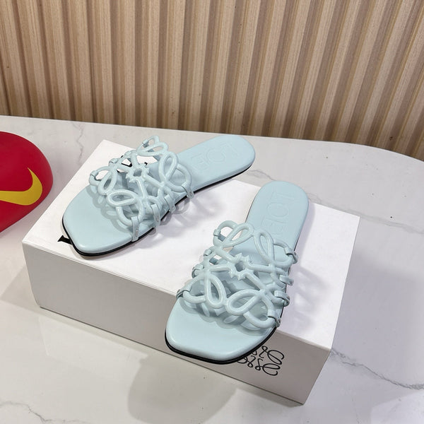 Petal Anagram Slide in Sky Blue Soft Calfskin 273743