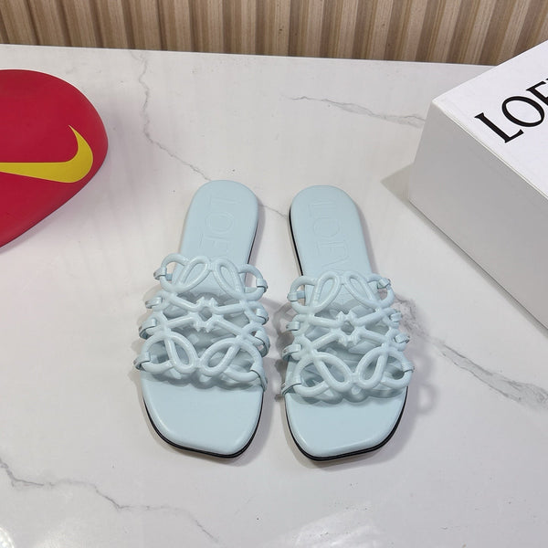 Petal Anagram Slide in Sky Blue Soft Calfskin 273743