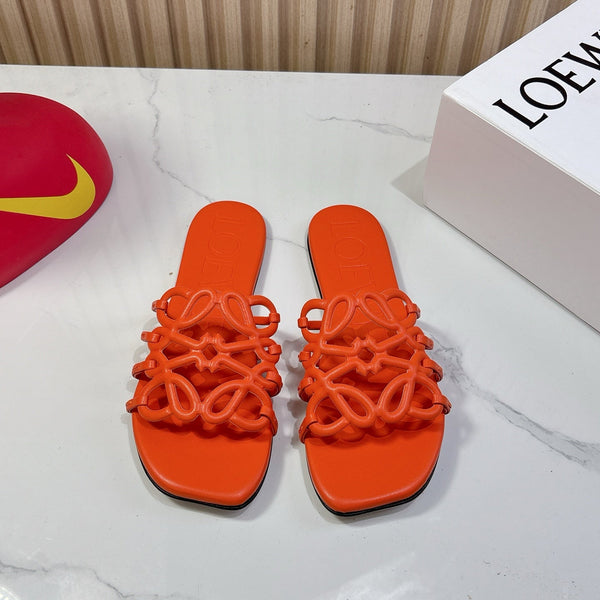 Petal Anagram Slide in Orange Soft Calfskin 273740
