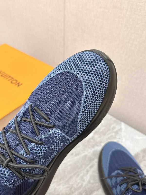 SNEAKERS IN TESSUTO ELASTICO DAMIER BLU NOTTE