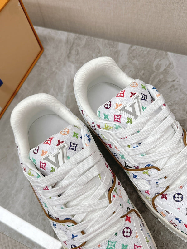 TRAINER SNEAKER IN WHITE MIX COLORFUL CALFSKIN