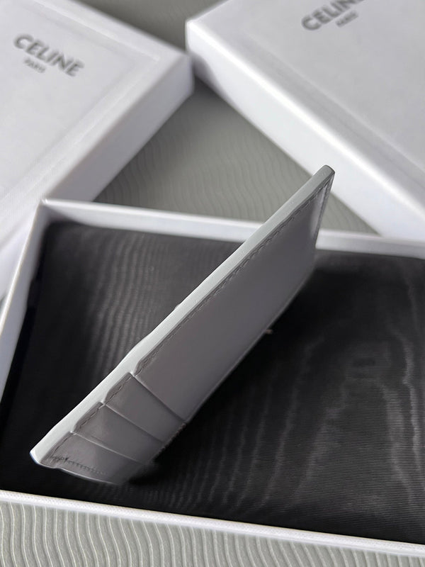 TRIOMPHE Zipped Card Holder Glacier Cowhide Leather