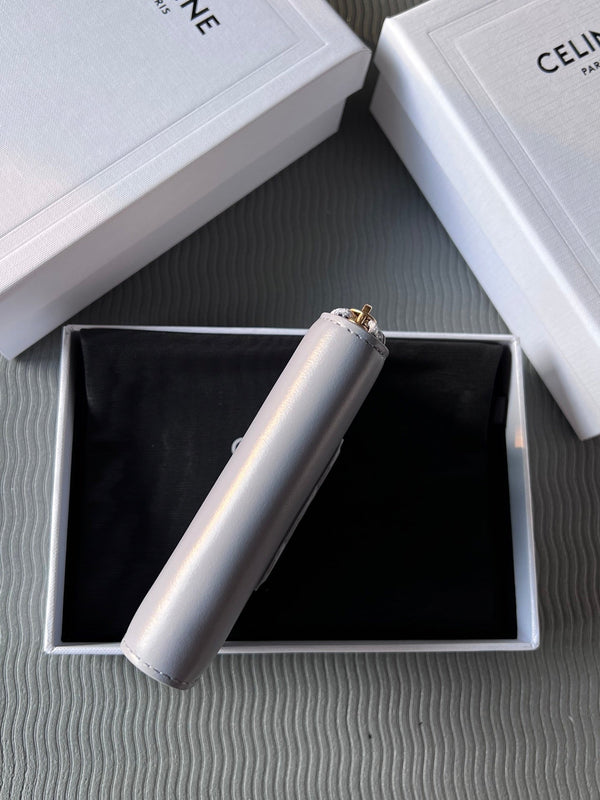 TRIOMPHE Compact Zipped Wallet Glacier Cowhide Leather