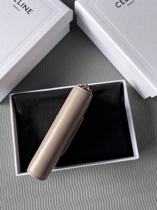 TRIOMPHE Compact Zipped Wallet Modern Taupe Cowhide Leather