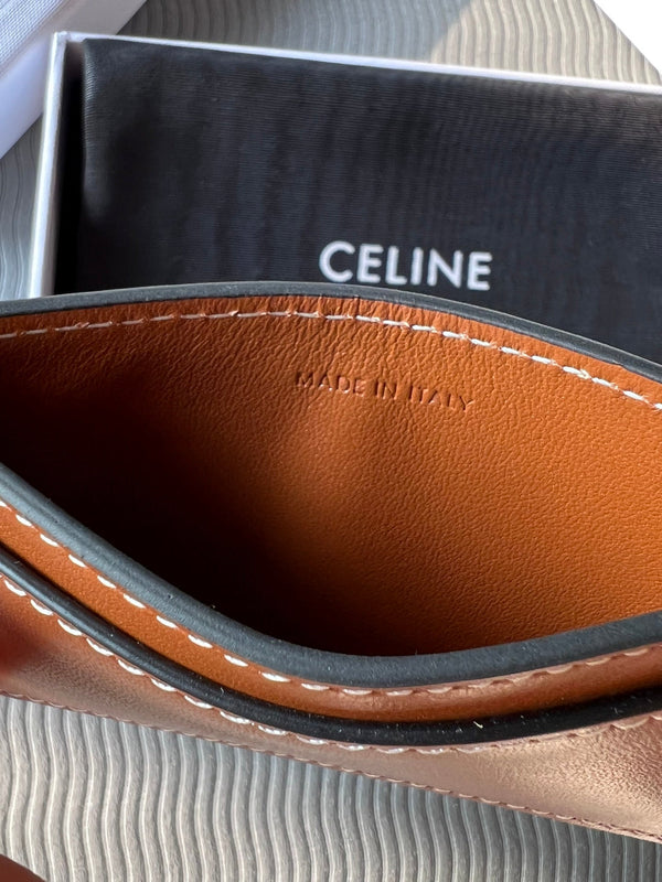 TRIOMPHE 10B703 Card Holder Brown Cowhide Leather