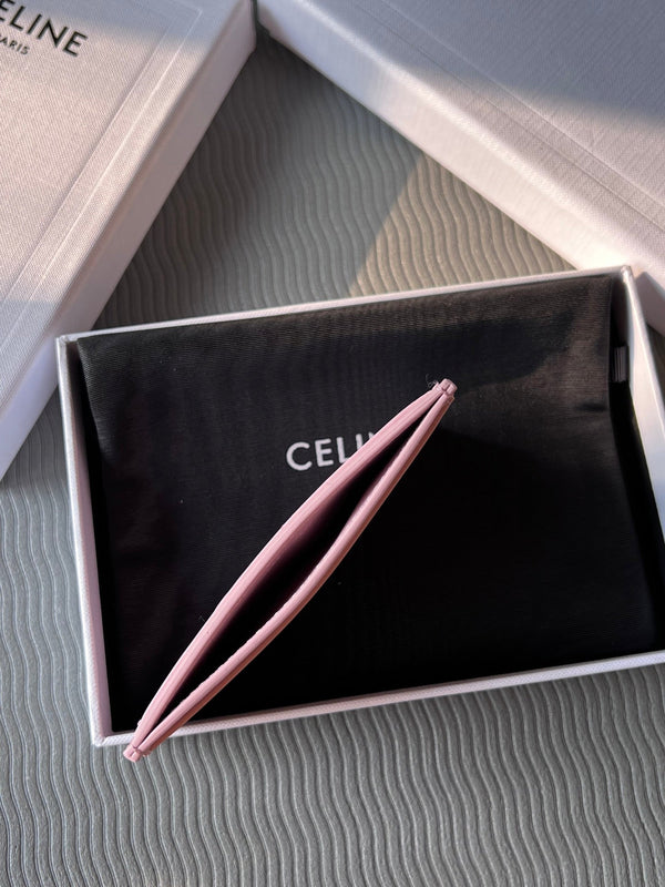 TRIOMPHE 10B703 Card Holder Pink Cowhide Leather