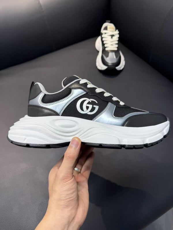 GG Men's Sneaker Black Mesh Suede 751835