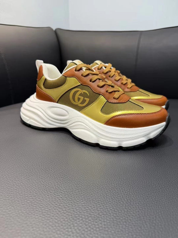 GG Men's Sneaker Brown Gold Mesh Suede 751839