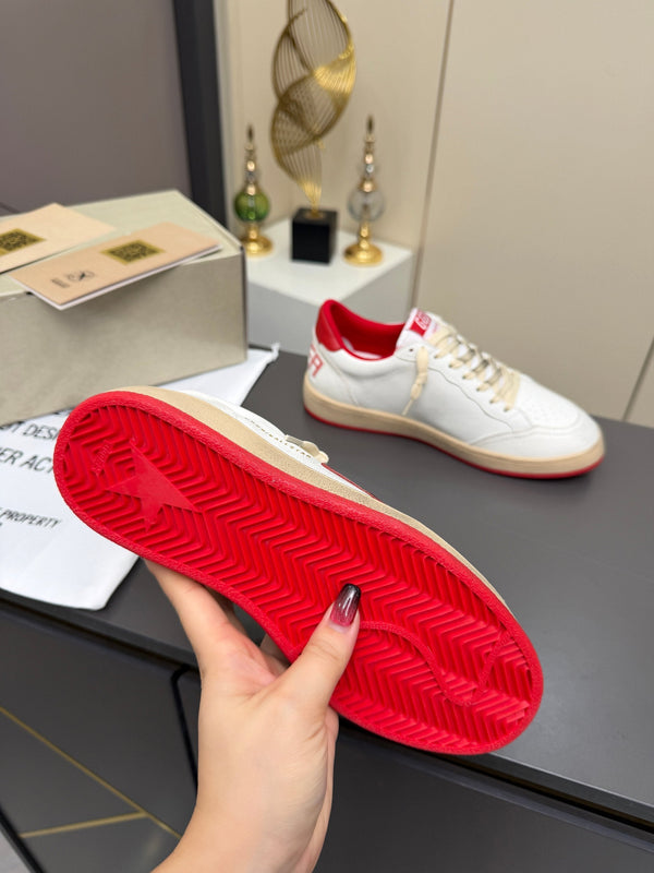 Baskets Golden Goose 26s Ball Star Cuir Rouge Blanc 735901