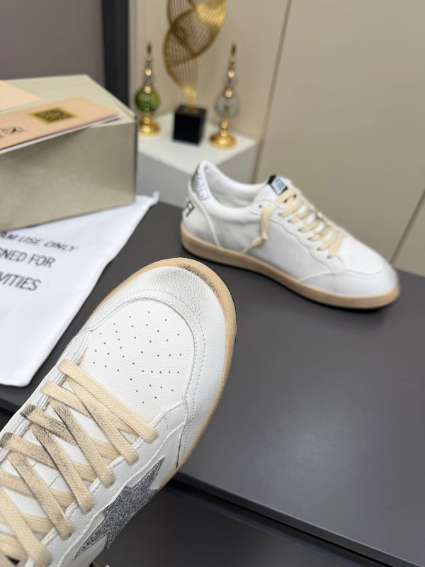 Golden Goose 26s Ball Star Sneakers White Sliver Leather 735905