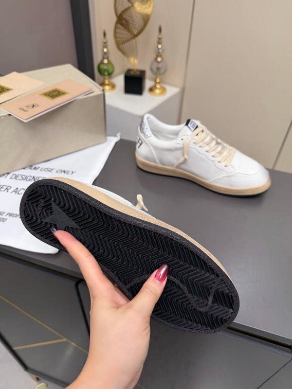 Golden Goose 26s Ball Star Sneakers White Sliver Leather 735905