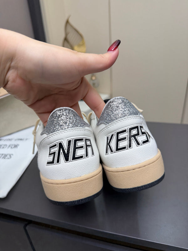Golden Goose 26s Ball Star Sneakers White Sliver Leather 735905