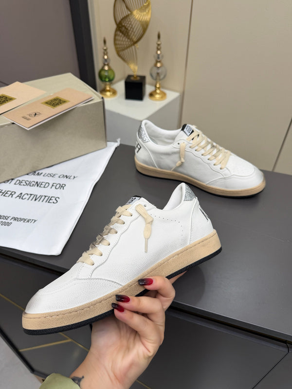 Golden Goose 26s Ball Star Sneakers White Sliver Leather 735905