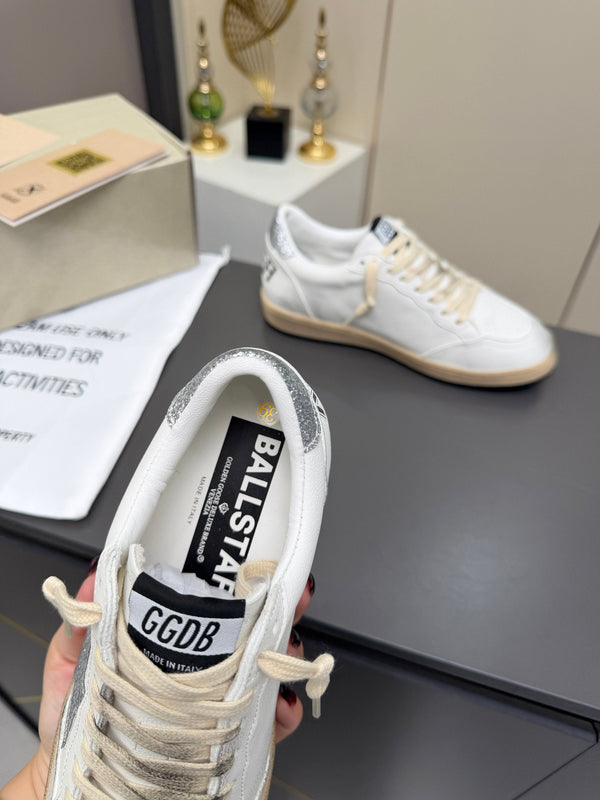 Golden Goose 26s Ball Star Sneakers White Sliver Leather 735905