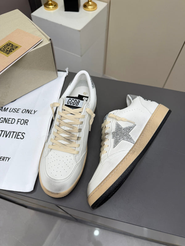 Golden Goose 26s Ball Star Sneakers White Sliver Leather 735905