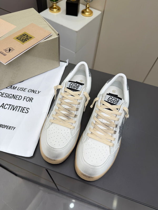 Golden Goose 26s Ball Star Sneakers White Sliver Leather 735905