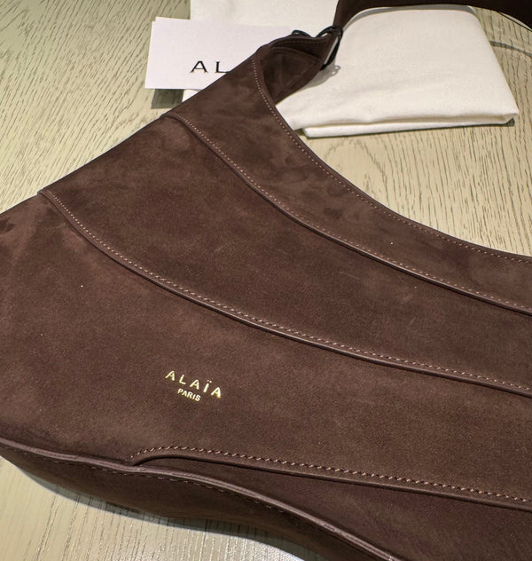 WAVE HOBO BAG 29 IN CHOCOLATE SUEDE