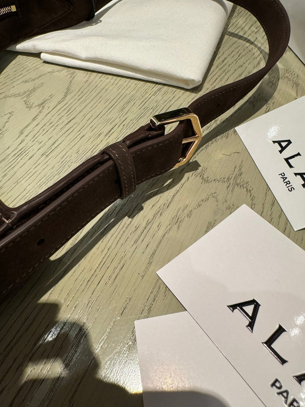 WAVE HOBO BAG 29 IN CHOCOLATE SUEDE