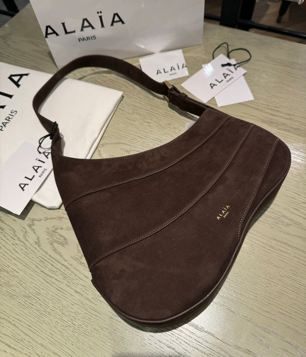 WAVE HOBO BAG 29 IN CHOCOLATE SUEDE