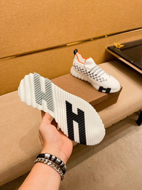 HM Men's Flex Slip-on Sneaker White Knit Cowhide 671701