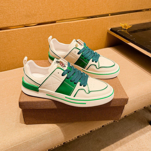 GG Men's Sneaker White Green Cowhide 671709