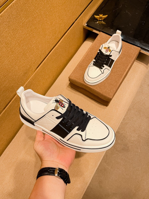 GG Men's Sneaker White Black Cowhide 671711