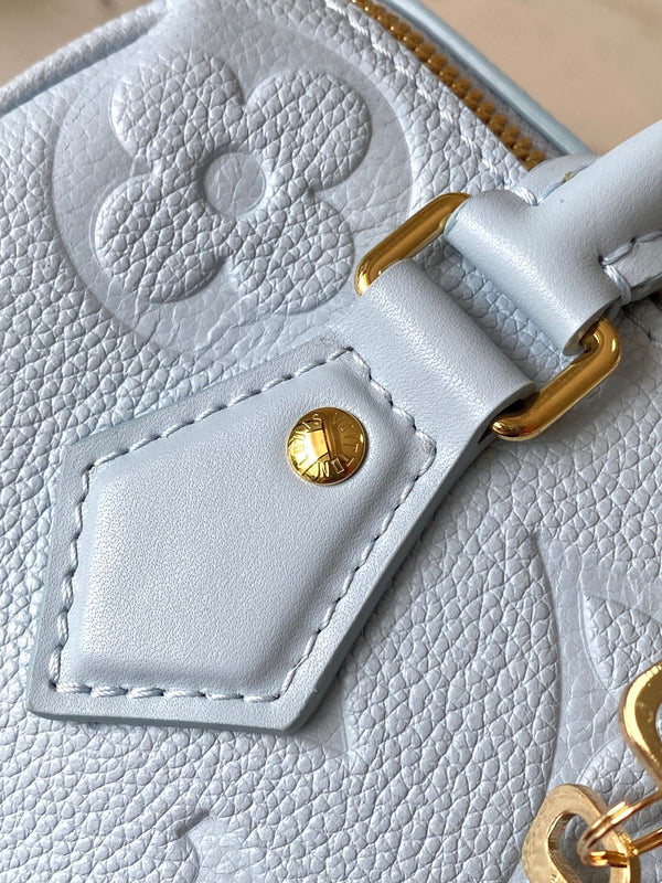 SPEEDY BANDOULIÈRE 20 IN PELLE EMPREINTE MONOGRAM ORA BLU