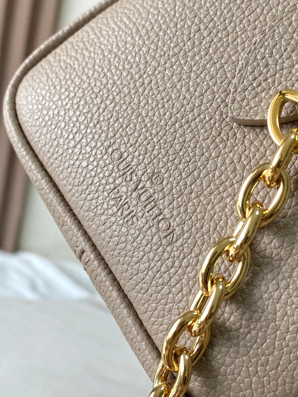 SPEEDY BANDOULIÈRE 20 IN PELLE MARRONE TORTORA E BIANCA CON STAMPA MONOGRAM