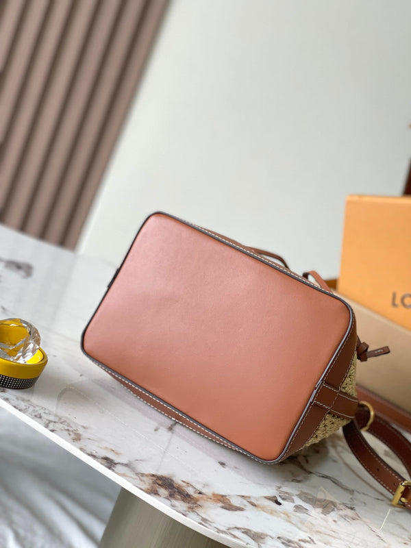 noe bb 22cm beige rafia vitello marrone chiaro