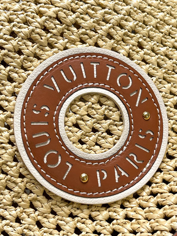 noe bb 22cm beige rafia vitello marrone chiaro