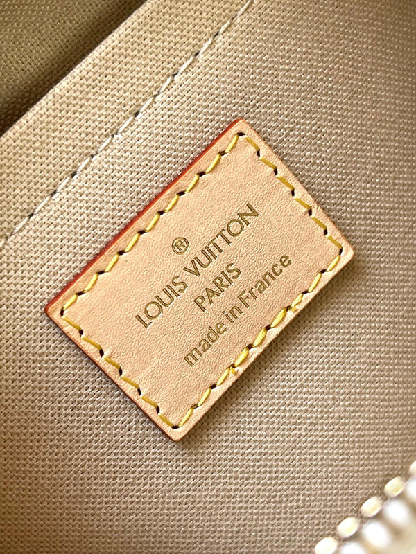 SPEEDY BANDOULIÈRE 20 IN JACQUARD MONOGRAM BIANCO E FINITURE IN PELLE DI VITELLO BEIGE