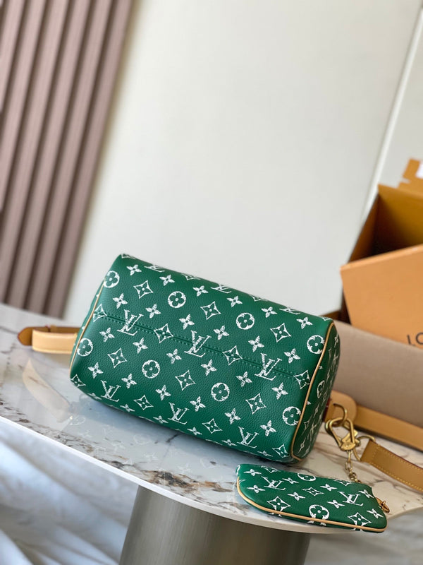 SPEEDY P9 BANDOULIÈRE 25 IN TELA MONOGRAM VERDE CON FERRAMENTA ORO