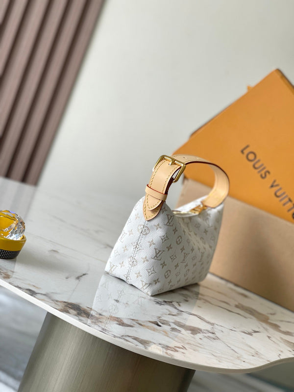 POCHETTE HILLS 20 IN MINI JACQUARD MONOGRAM BIANCO