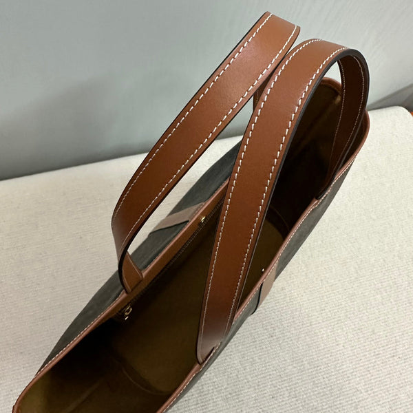 MEDIUM CABAS TRIOMPHE CANVAS 31.5 TAN CALFSKIN