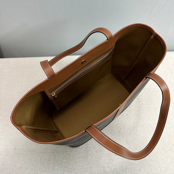 MEDIUM CABAS TRIOMPHE CANVAS 31.5 TAN CALFSKIN