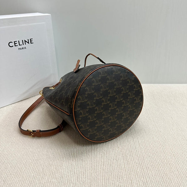 CLARA BAG 24 IN BLACK TRIOMPHE CANVAS AND BROWN CALFSKIN TRIM