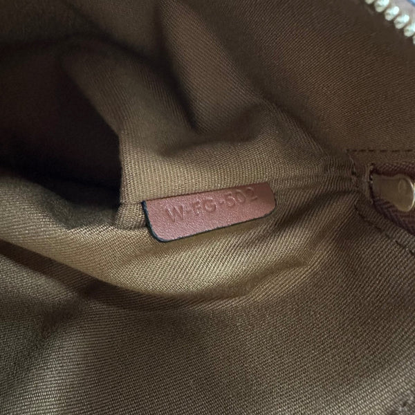 BORSA PICCOLA 25 IN TELA TRIOMPHE NERA E PELLE DI VITELLO MARRONE CON STAMPA CELINE