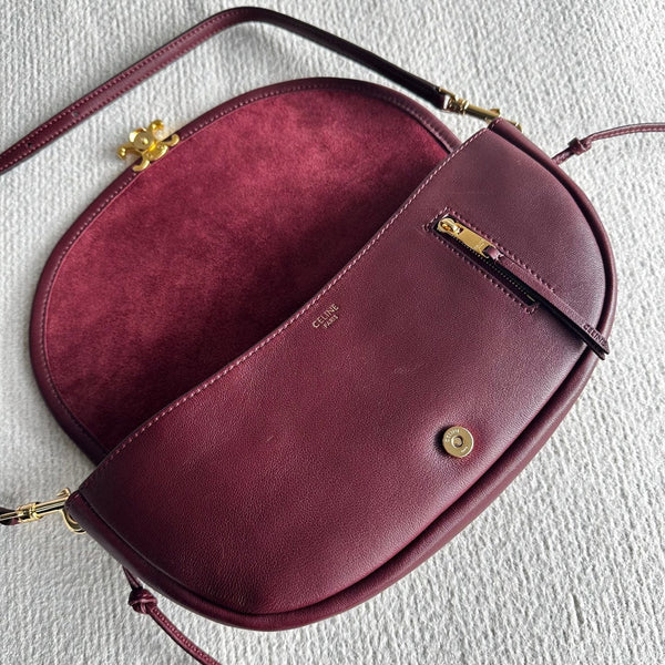 CL Halfmoon Triomphe Small Bag 25cm Burgundy Lambskin