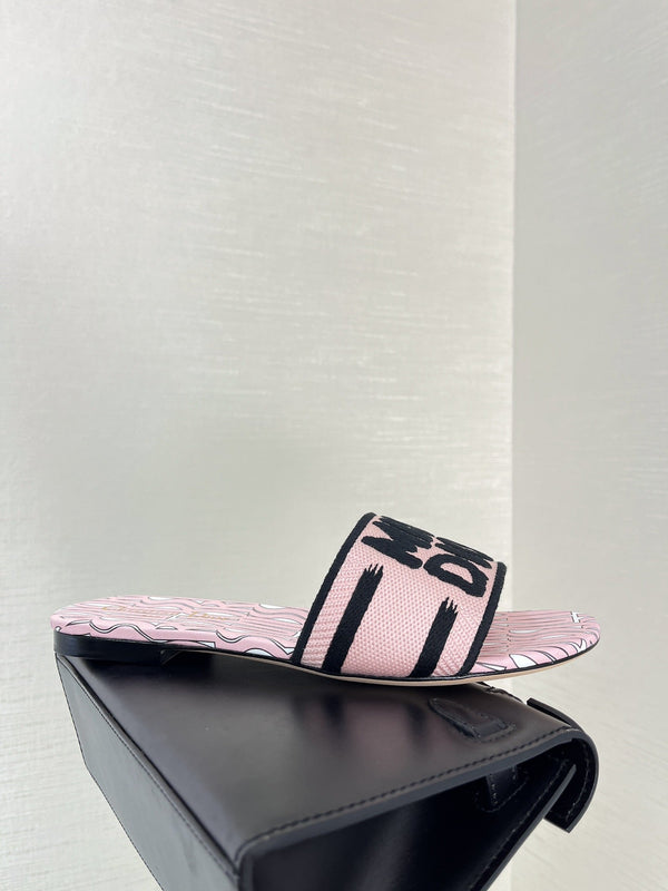 dway slide embroidered cotton pink miss cd alllover motif